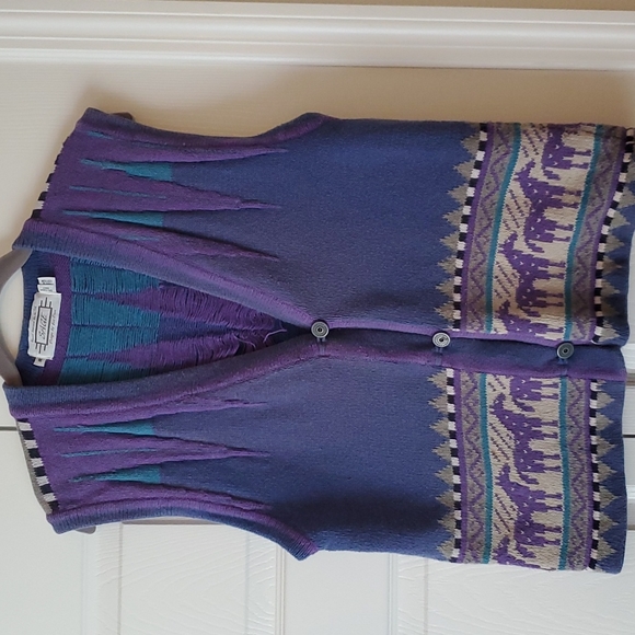 EUC Vintage Sage Design by Liz Ence Hand Loomed Sweater Vest, Medium. - Picture 1 of 12